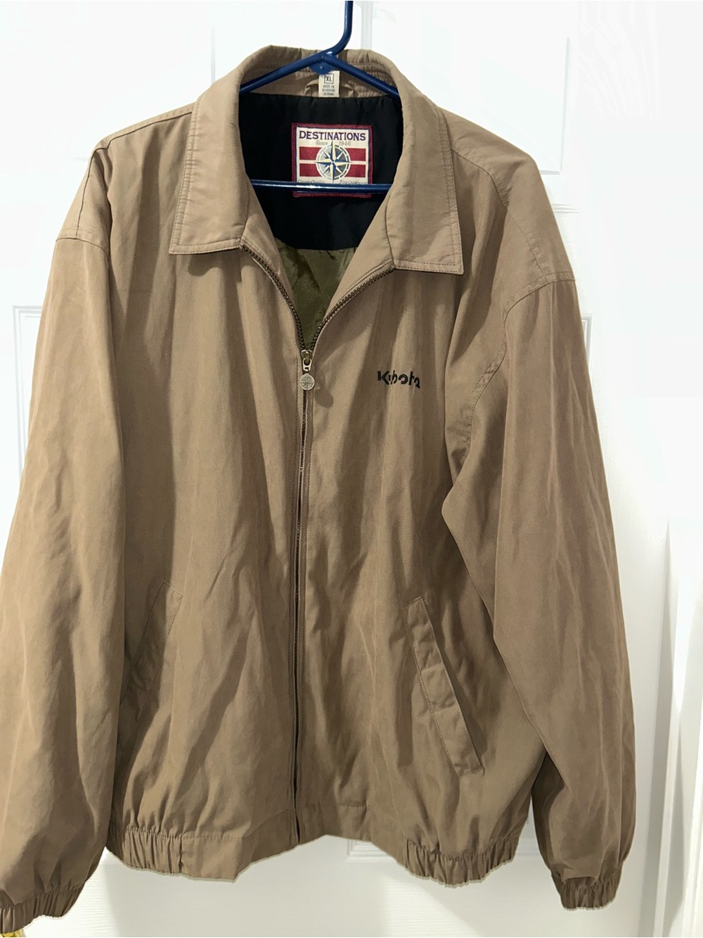 Vintage Destinations Since 1946 Jacket XL Tan Khaki Windbreaker Compass USA